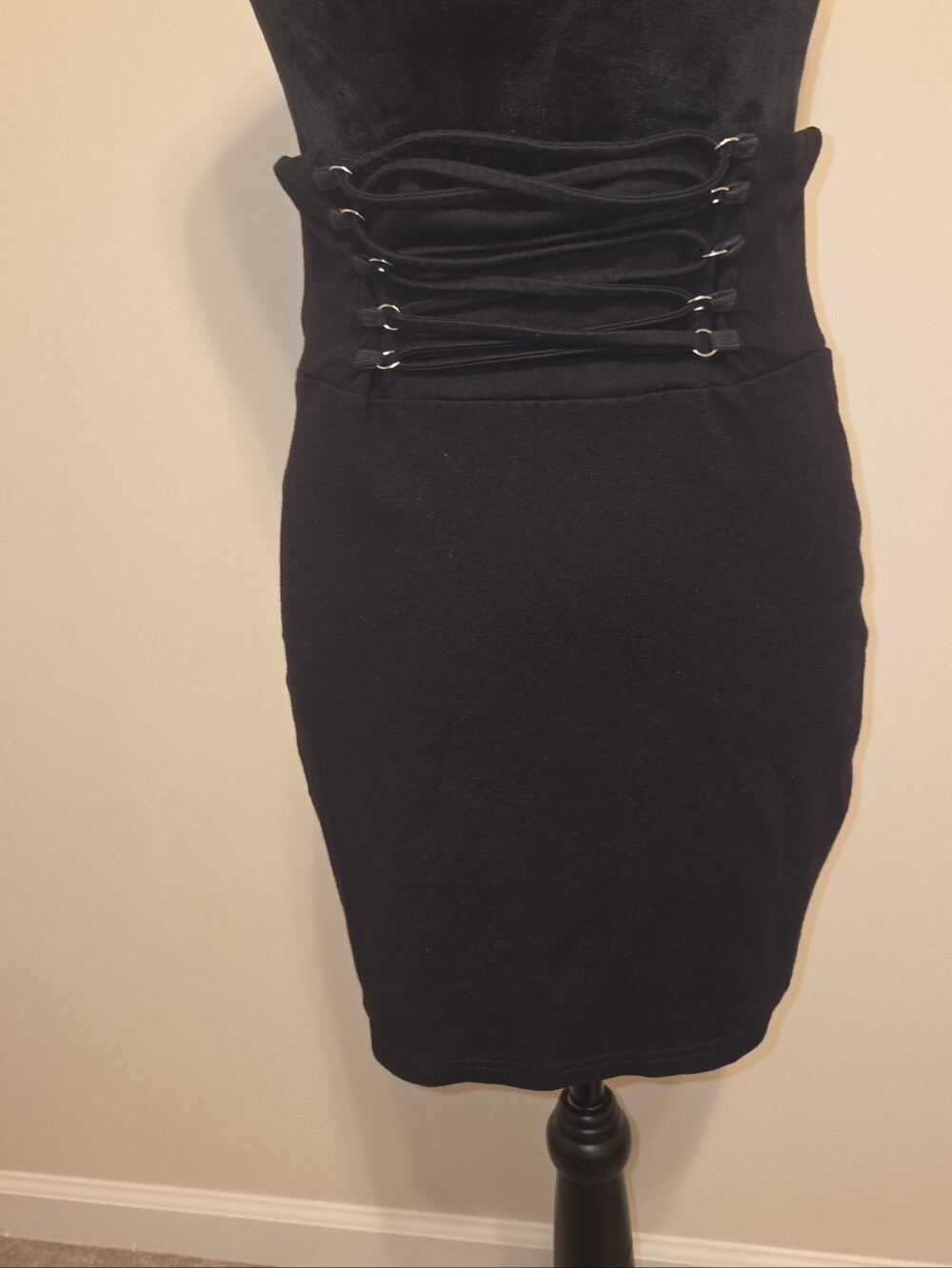 Bardot Black Lace-Up Waist Pencil Skirt